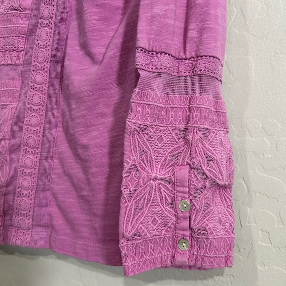 Soft Surroundings Pink Embroidered Long Sleeve Boho Top Size Large Feminine - Picture 3 of 6